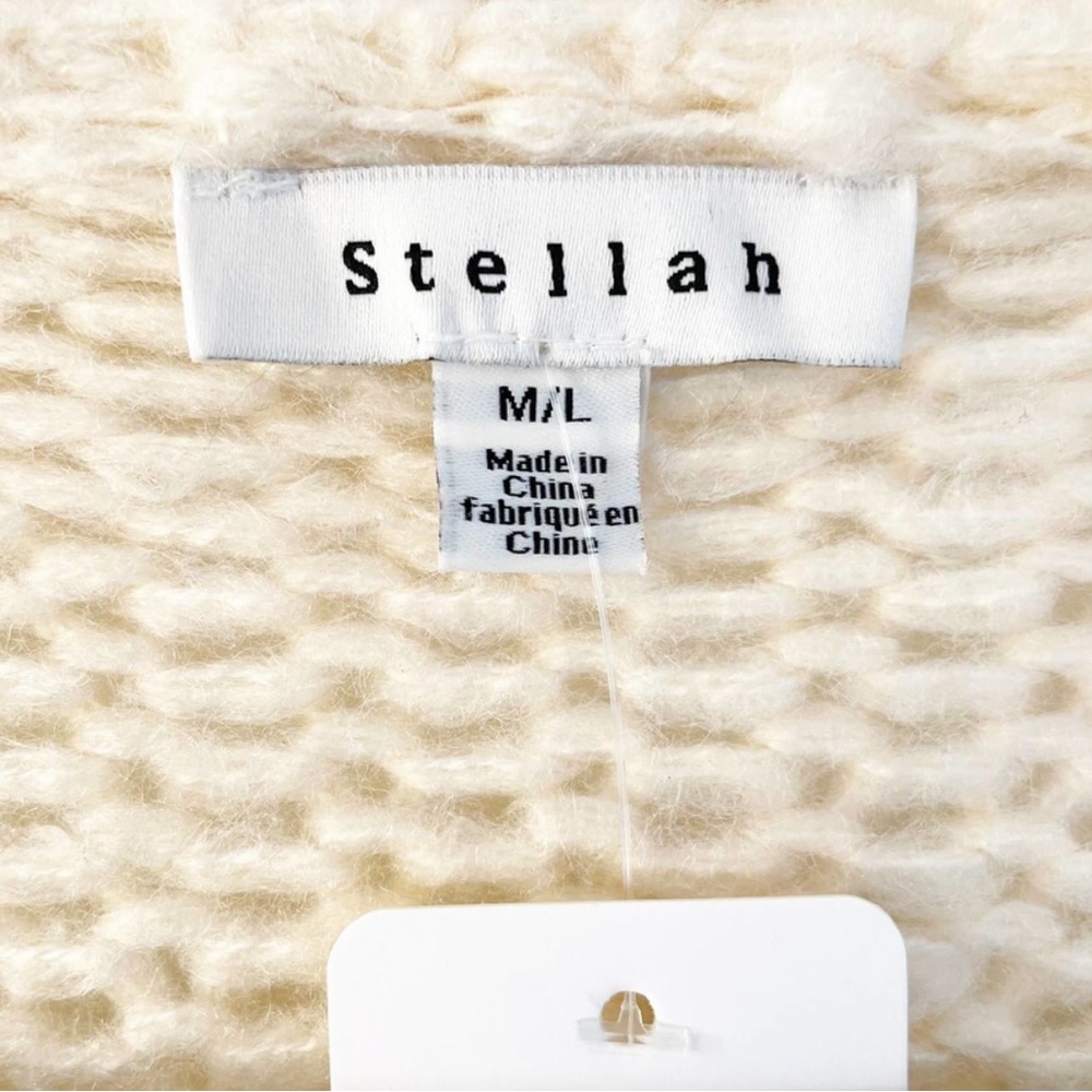 Stellah Colorblock Knit Cardigan Sweater Cream Pink M/L - Picture 4 of 6